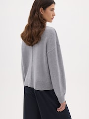 Hush Grey Millie Merino Wool V-Neck Jumper - Image 3 of 5