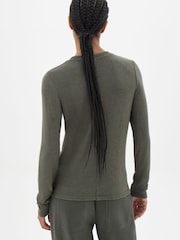 Hush Green Elarae Supersoft Crew Neck Long Sleeve Top - Image 3 of 5
