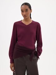 Hush Red Emily V-Neck Puff Sleeve Top - Image 1 of 5