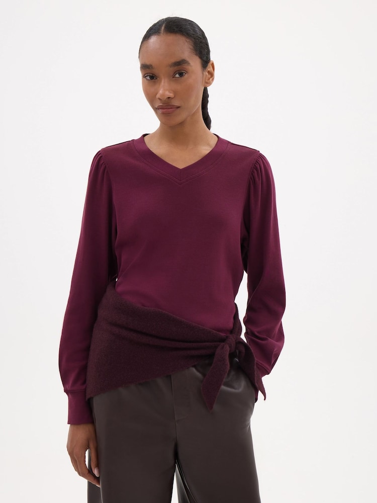 Hush Red Emily V-Neck Puff Sleeve Top - Image 1 of 5