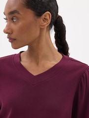 Hush Red Emily V-Neck Puff Sleeve Top - Image 4 of 5