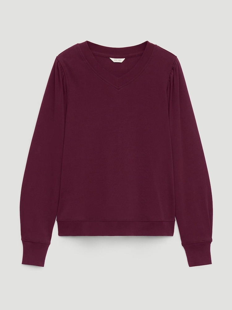 Hush Red Emily V-Neck Puff Sleeve Top - Image 5 of 5