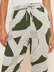 Friends Like These Khaki Green Woven Waist Tie Wide Leg Joggers - Image 3 of 4