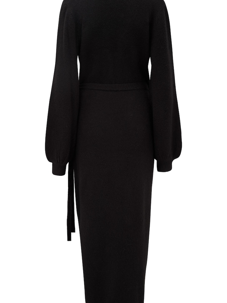 Pour Moi Black Elle Knit Midi Wrap Dress - Image 5 of 5