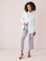 Only White Relaxed Workwear Longline Cotton Shirt - Image 1 of 4
