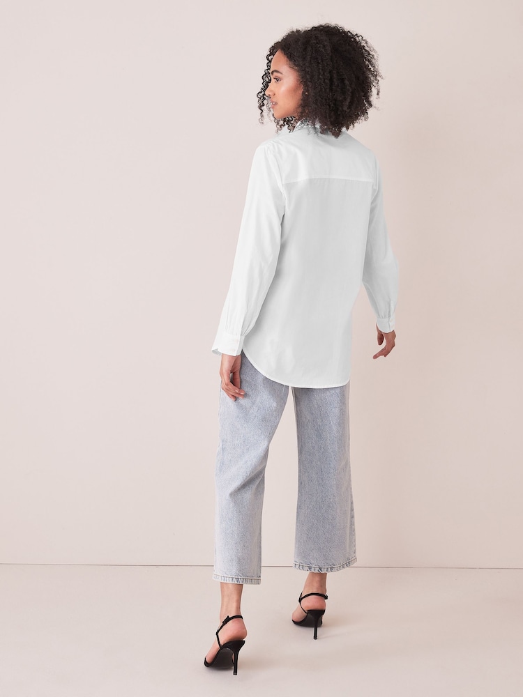 Only White Relaxed Workwear Longline Cotton Shirt - Image 2 of 4