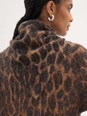 Hush Brown Leopard Wool Blend Triangle Scarf - Image 2 of 3