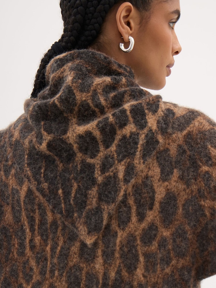 Hush Brown Leopard Wool Blend Triangle Scarf - Image 2 of 3