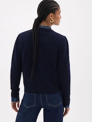Hush Blue Gathered Shoulder Wool Blend Jumper - Image 3 of 5