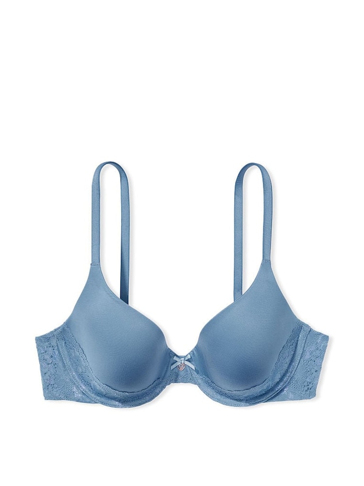 Victoria's Secret Faded Denim Blue Lace Trim Lightly Lined Full Cup Bra - Image 3 of 3