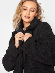 Long Tall Sally Black Maxi Teddy Coat - Image 4 of 5