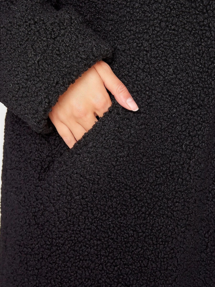 Long Tall Sally Black Maxi Teddy Coat - Image 5 of 5