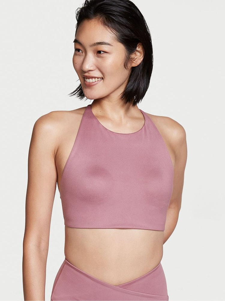 Victoria's Secret Mauvelous Purple Lighty Lined Non Wired Longline Halterneck Sports Bra - Image 1 of 4