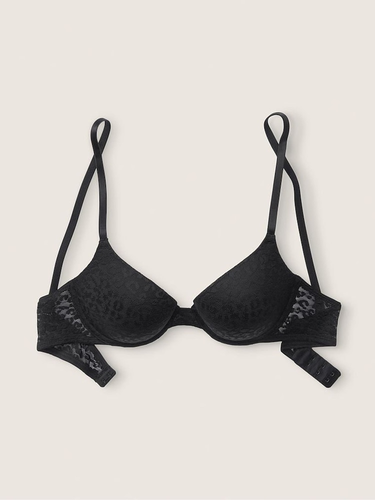 Victoria's Secret PINK Pure Black Lace Push Up T-Shirt Bra - Image 1 of 2 Victoria's Secret PINK Pure Black Lace Push Up T-Shirt Bra - Image 1 of 2