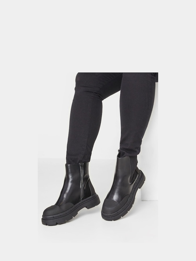 Yours Curve Black Extra Wide Fit High Shaft Chelsea Boot - Image 1 of 5