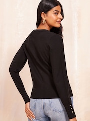 Friends Like These Black Crew Neck Cardigan - Image 2 of 4