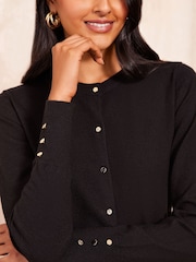 Friends Like These Black Crew Neck Cardigan - Image 4 of 4