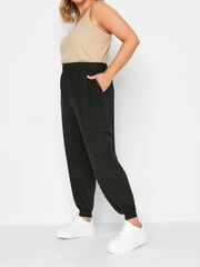 Yours Curve Black Jersey Cargo Harem - Image 1 of 2
