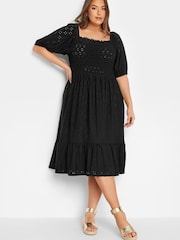 Yours Curve Black Shirred Maxi Dress - Image 1 of 4