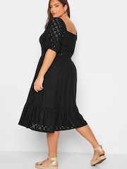 Yours Curve Black Shirred Maxi Dress - Image 3 of 4