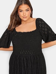 Yours Curve Black Shirred Maxi Dress - Image 4 of 4