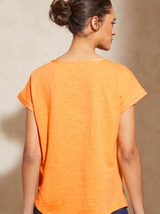 Love & Roses Orange Roll Sleeve Round Neck T-Shirt - Image 3 of 4