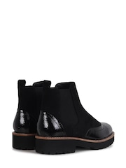 Linzi Black Cleo Faux Suede Patent Brogue Style Chelsea Boot - Image 4 of 4