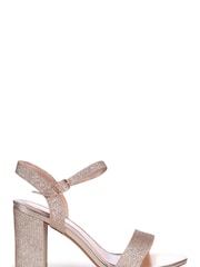 Linzi Gold Skyline Glitter Open Back Barely There Block Heeled Sandal - Image 2 of 4