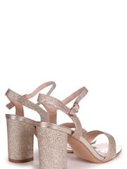 Linzi Gold Skyline Glitter Open Back Barely There Block Heeled Sandal - Image 4 of 4