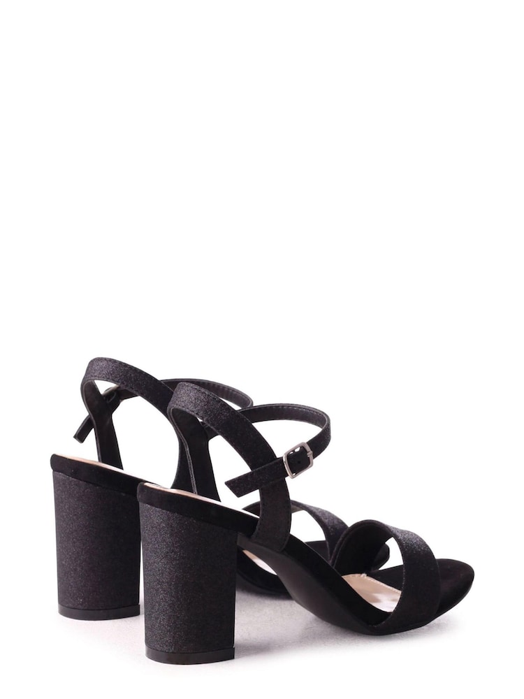 Linzi Black Skyline Glitter Open Back Barely There Block Heeled Sandal - Image 4 of 4