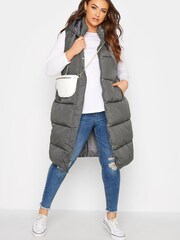 Yours Curve Grey Longline Zip Thru Gilet - Image 2 of 5