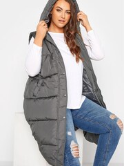 Yours Curve Grey Longline Zip Thru Gilet - Image 4 of 5
