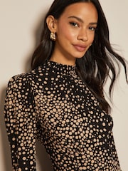 Friends Like These Black Print Long Sleeve Mini Dress - Image 4 of 4