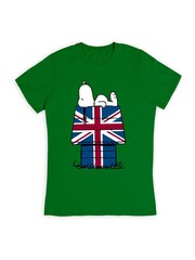 All + Every Kelly Green Peanuts Union Jack Hut Snoopy Women's T-Shirt - Image 2 of 3