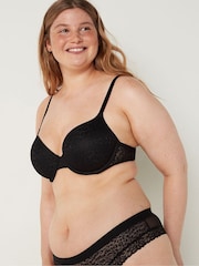 Victoria's Secret PINK Pure Black Lace Lightly Lined T-Shirt Bra - Image 1 of 3