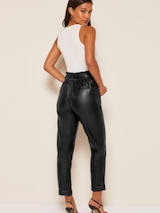 Friends Like These Black PU Paperbag Belted Trousers - Image 2 of 4
