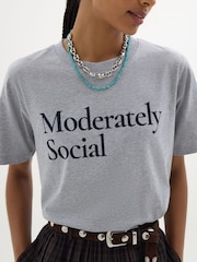 Hush Grey Moderately Social Graphic T-Shirt - Image 4 of 5