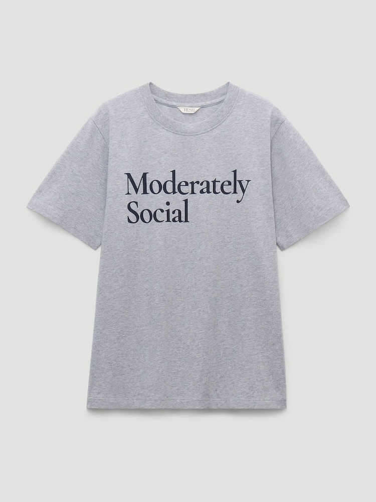 Hush Grey Moderately Social Graphic T-Shirt - Image 5 of 5 Hush Grey Moderately Social Graphic T-Shirt - Image 5 of 5