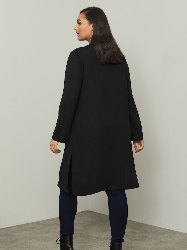 Lipsy Black Curve Curve Longline Cardigan - Image 1 of 4 Lipsy Black Curve Curve Longline Cardigan - Image 1 of 4