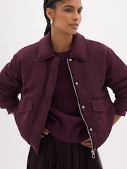Hush Red Blythe Padded Collared Bomber Jacket - Image 1 of 5