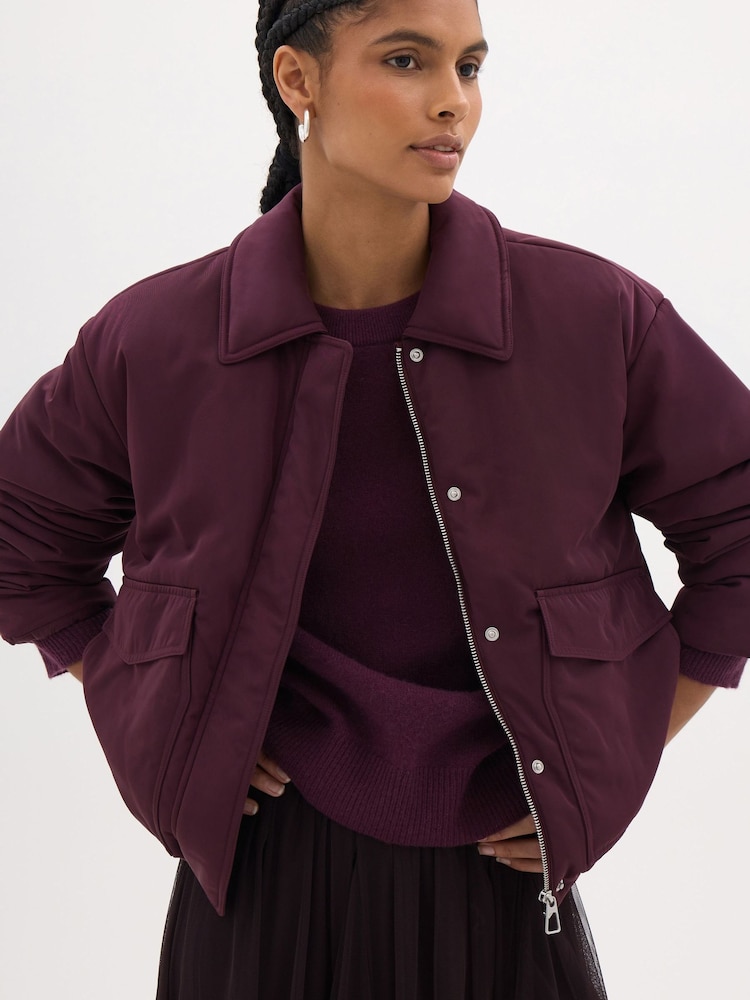 Hush Red Blythe Padded Collared Bomber Jacket - Image 1 of 5