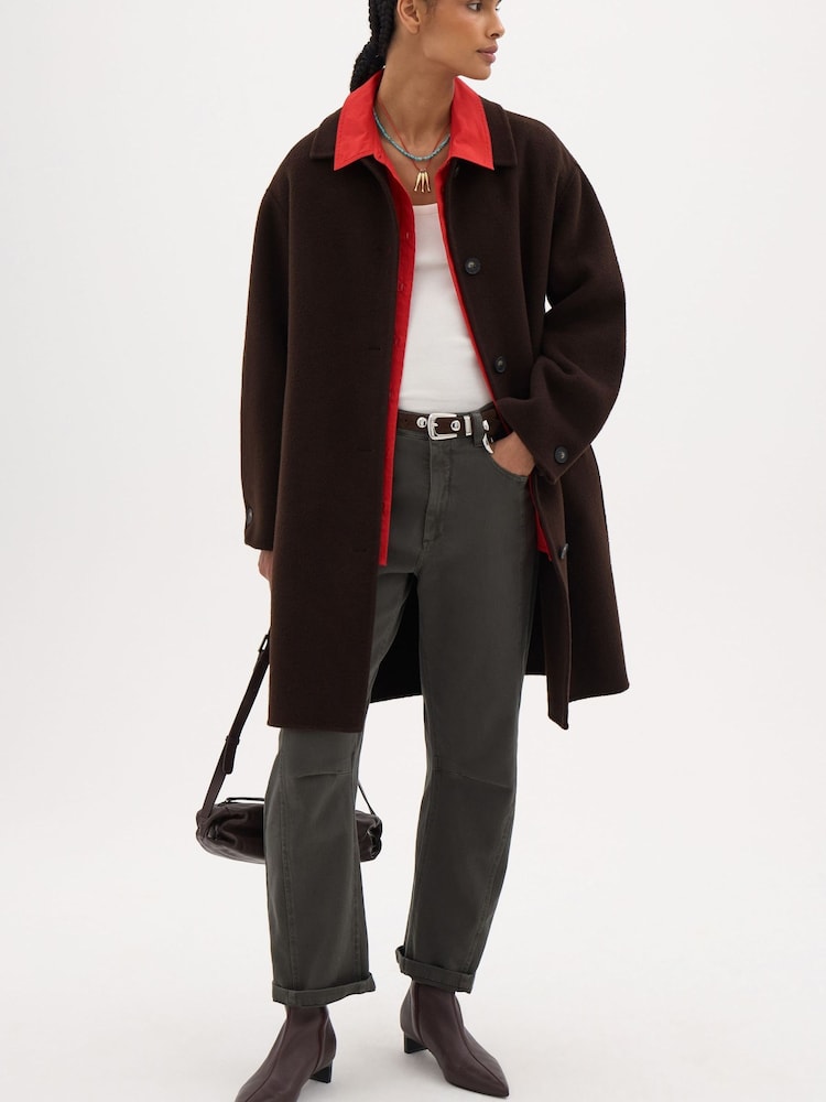 Hush Brown Suri Pure Wool Double Faced Car Coat - Image 1 of 5