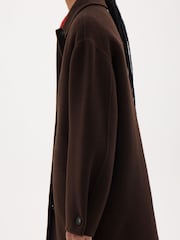 Hush Brown Suri Pure Wool Double Faced Car Coat - Image 3 of 5