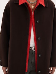 Hush Brown Suri Pure Wool Double Faced Car Coat - Image 4 of 5
