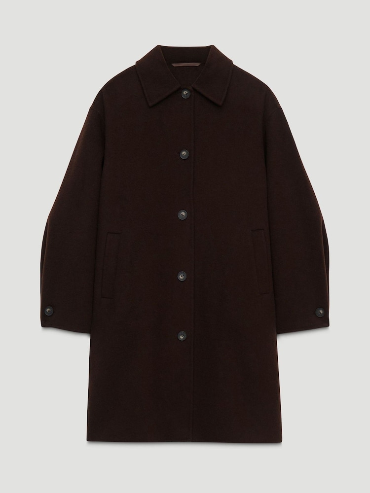 Hush Brown Suri Pure Wool Double Faced Car Coat - Image 5 of 5