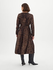 Hush Animal Volume Sleeve Gathered Bodice Chiffon Dress - Image 3 of 6