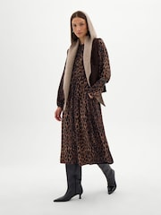 Hush Animal Volume Sleeve Gathered Bodice Chiffon Dress - Image 5 of 6