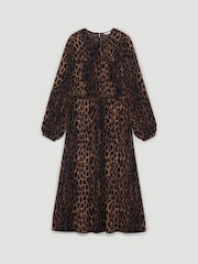 Hush Animal Volume Sleeve Gathered Bodice Chiffon Dress - Image 6 of 6