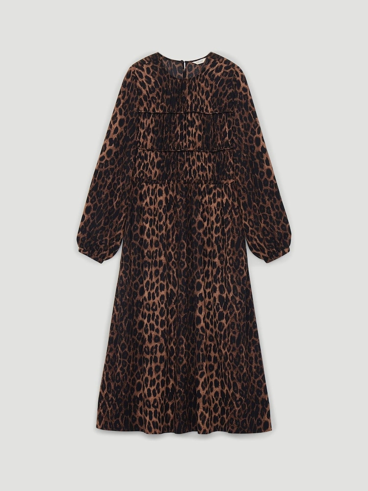 Hush Animal Volume Sleeve Gathered Bodice Chiffon Dress - Image 6 of 6 Hush Animal Volume Sleeve Gathered Bodice Chiffon Dress - Image 6 of 6