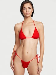 Victoria's Secret Flame Rib Red Tie Side High Leg Bikini Bottom - Image 1 of 4
